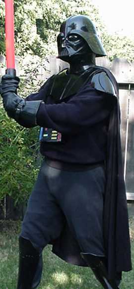 Brian wearing the finished Darth Vader costume.