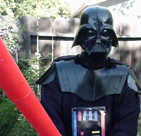 Brian wearing the finished Darth Vader costume.