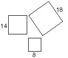 three squares with dimensions 6, 14, 18