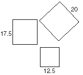 three squares with dimensions 12.5, 17.5, 20