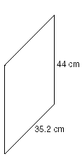 a parallelogram with the dimensions of 35.2 cm and 44 cm