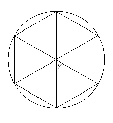 a regular hexagon inside a circle