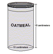 a cylindrical container (diameter: 10 cm; height: 18 cm)