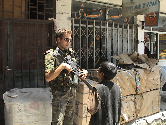 Safe shopping; peacekeepers on Chicken Street
