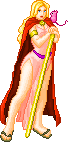 Elisia Risbane
7th Level Human Magic-User
10 hp AC9 Thac0 19+1 Damage 1d6+2 
Str 6 Con 13 Dex 15 Int 18 Wis 13 Cha 18
Shiny Sparkle Staff (Damage 1d6+2, Emit Shiny Sparkles 3x per day, 1d4 damage each)