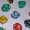 Ten-sided dice used in role-playing games