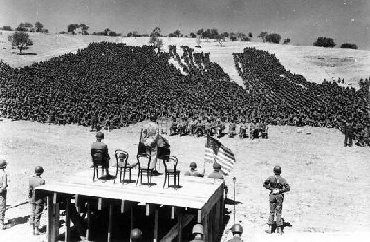 General Patton addresses the 16th Infantry after the liberation of Sicily.