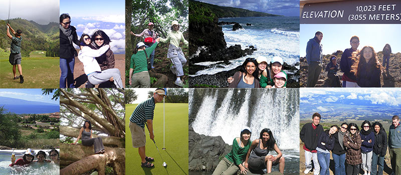 Photomontage of golf hiking and more fun