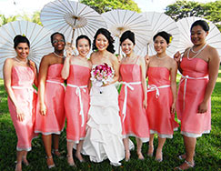 Bridesmaids with parasols