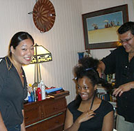 Cyn and Tiff doing hair