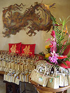 Gift bag display at entrance
