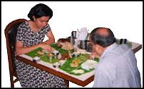 Eating with hands on banana leaves