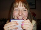 Picture of Laura and her proof of 'Envelope of a Letter'