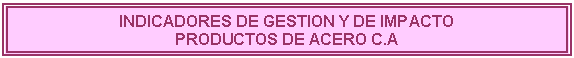 Cuadro de texto: INDICADORES DE GESTION Y DE IMPACTO
PRODUCTOS DE ACERO C.A

