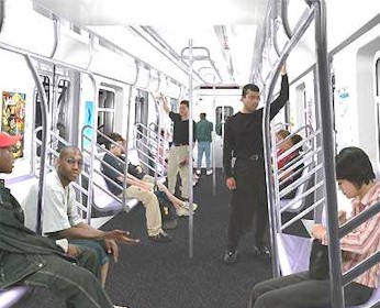 Simulaci�n del interior de los R160 que Alstom proveer� al subterr�neo de Nueva York. (Cortes�a Alstom)