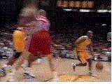 Kobe going strong to the basket!