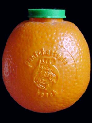 Merlin Rainbow Orange Juice container