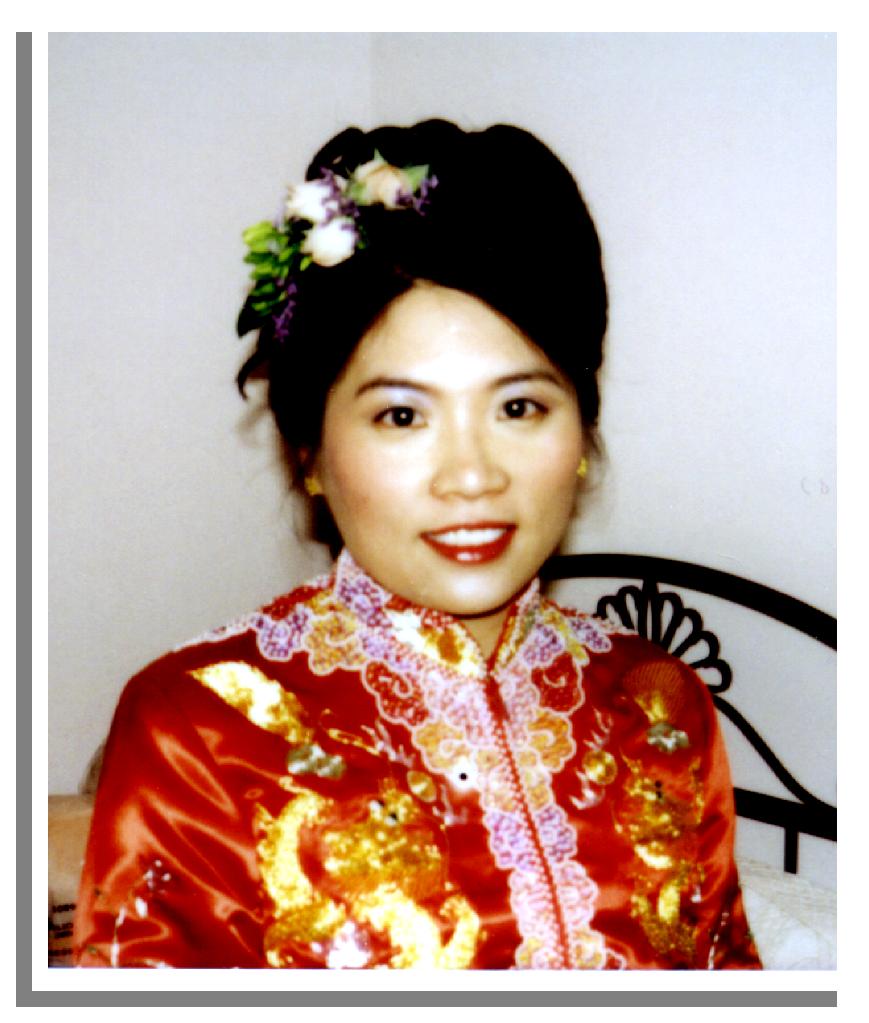 Edith in traditional Chinese wedding costume