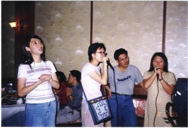Karaoke singing at the graduation dinner