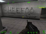 Sheefou writes his name on the wall.