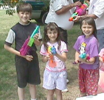 three grandkids at picnic, April, 1998