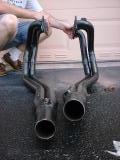 TR8 headers, end view, showing O2 sensor bungs