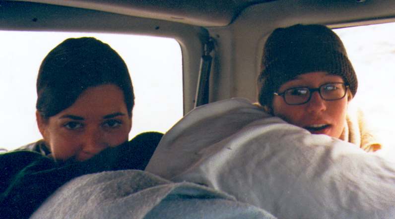 Barbara and Tina in the car