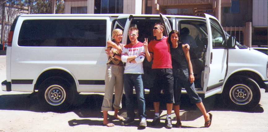 Tina; Aldo, Mauro and Barbara in front of the Van