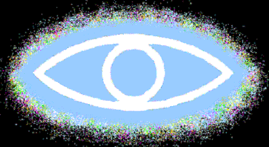 The Eye in the sky; background of chaotic black for impact