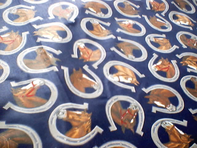 Blue Grass (Horses & Horse Shoes in midnight blue background)