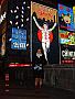 Isabel infront of the Gilico man - an Osaka landmark or a Bladerunner rip-off?