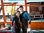 Isabel and I after diving in Na Thrang. We look pleased but it was quite a miserable experience - visibility was about 10 metres! Well, at least they put on a nice meal for us afterwards.