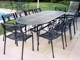 Muebles de Aluminio para jardin en fundicion y caño con rattan - EL MAITEN