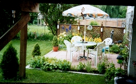 view from under the deck to the patio by the back door