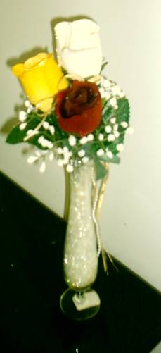 Three Rose Centerpiece $22.00 with a Teddybear for $32.00