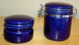 4. Small blue canisters.