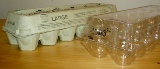 4.	Egg cartons.  Usually plastic, but sometimes paper. **Current Stock: 1 plastic, 4 paper. If you need egg cartons regularly, I can alert you when I have items you can use. Please let me know how many of each kind you would like.** In addition to storing eggs (duh!) these are great for sorting beads and buttons for crafts, packing or storing jewelry, and starting seeds indoors. 