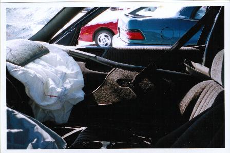 view from left side door. You can see how far the passenger door caved in. Thankfully I had no passengers that night.