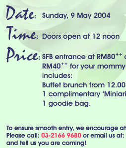 Date: 9 May 2004, Time: Doors open at 12 noon
