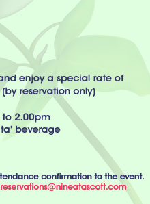 To ensure smooth entry, we encourage attendance confirmation to the event. Please call: 03-2166 9680 or email us at: reservations@nineatascott.com and tell us you are coming!