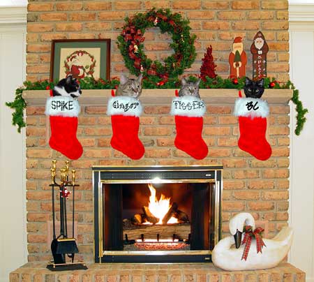 All our cats, Christmas 03 cards, funny cats