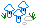 three small, blue mushrooms