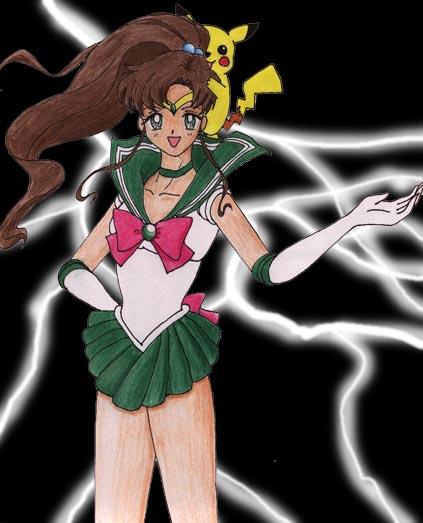 Pikachu on Sailor Jupiter's Shoulder