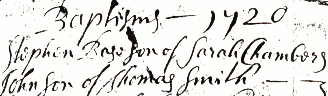Baptism records 1720