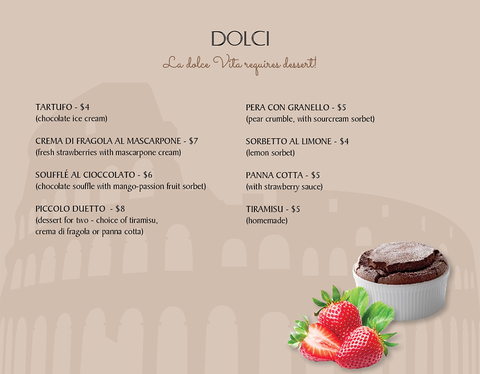 Dessert Menu