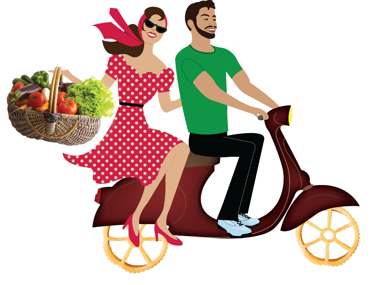Couple on scooter