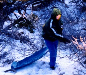 Lydia and her sled, again