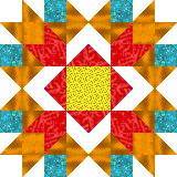 aqua, gold, orange, white block