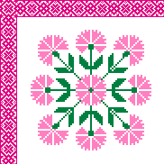 bordered pink carnation block