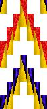 red, blue, gold block